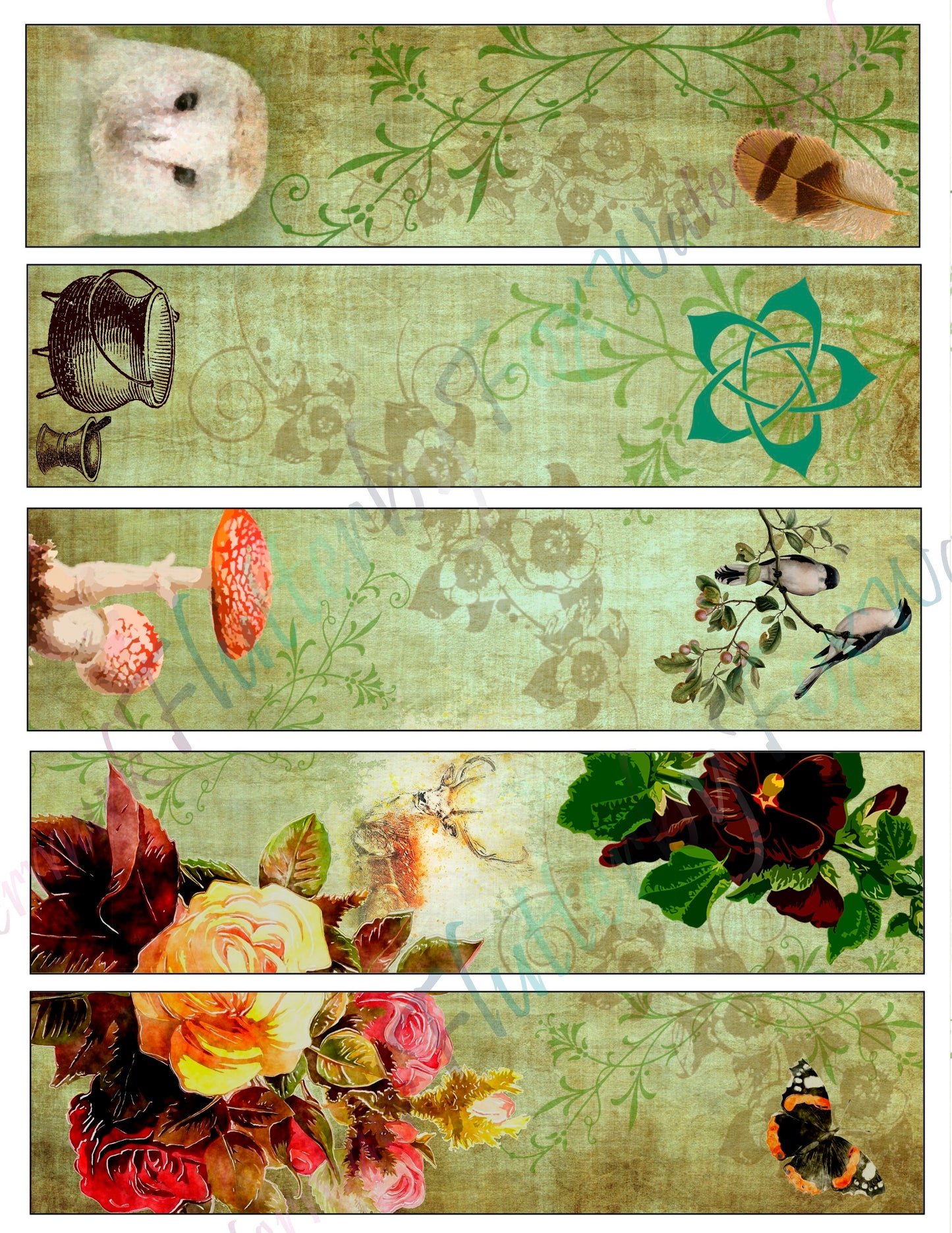 Green Witch Bookmark Set - Digital