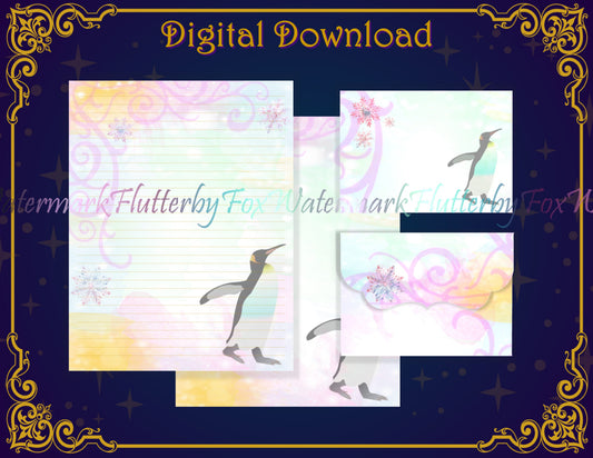 Pastel Penguin Stationery - Digital