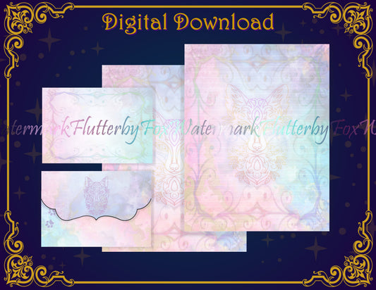 Rainbow Wolf Stationery