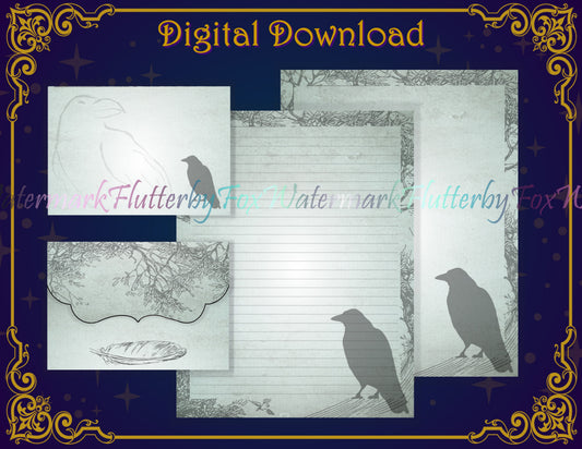 Raven Border Stationery