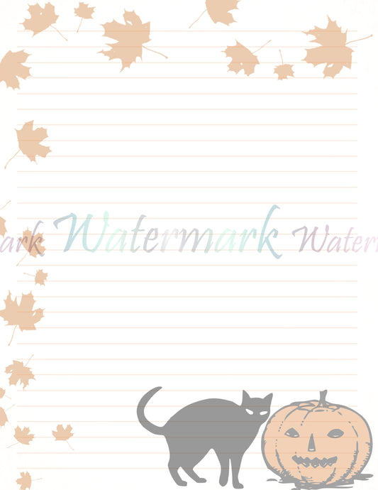 Autumn Cat with Pumpkins