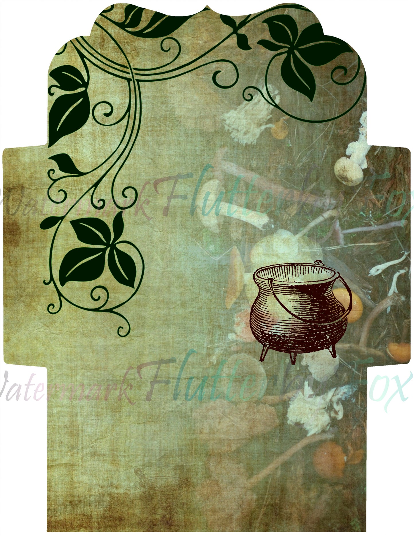 Green Witch Envelope Set - Digital