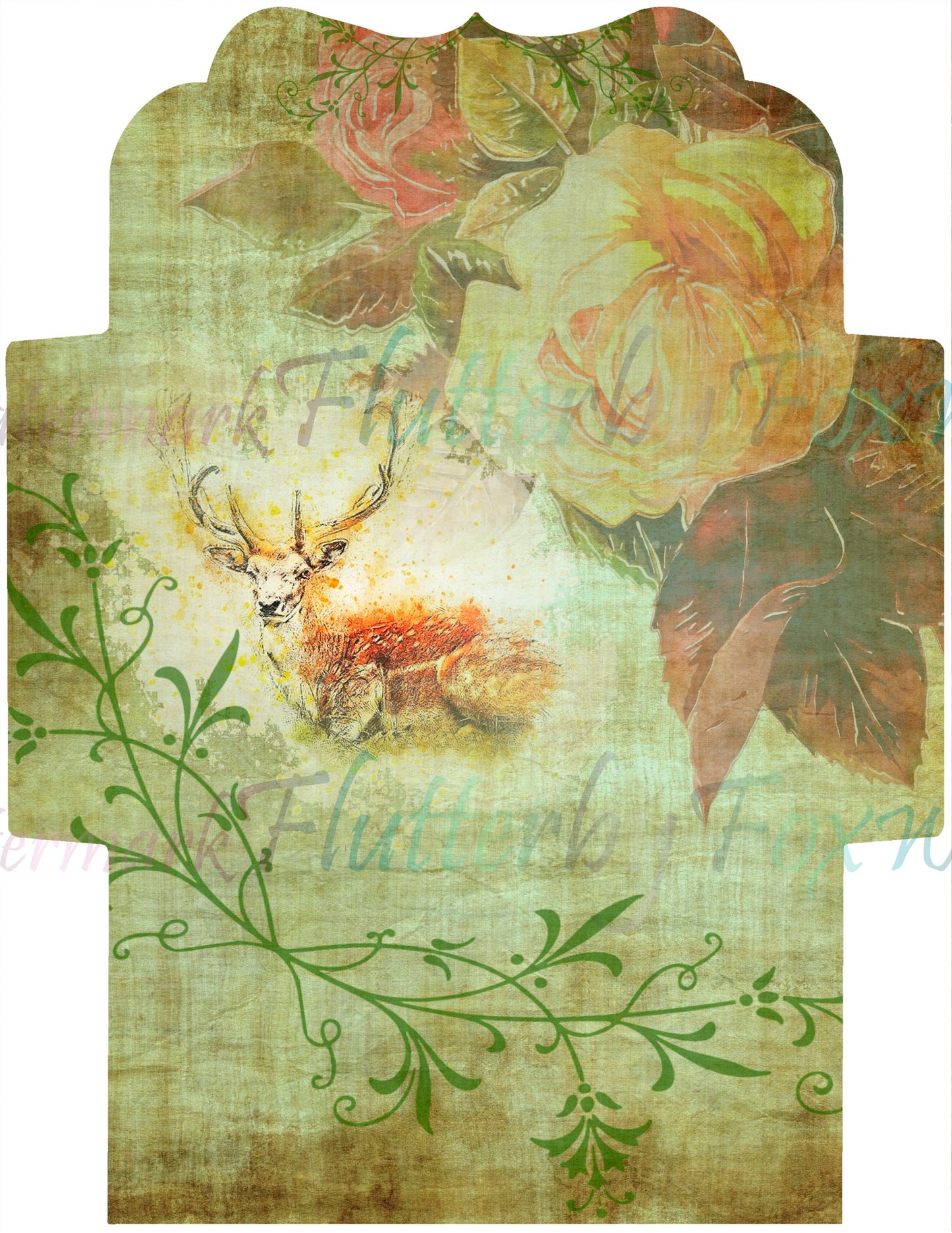 Green Witch Envelope Set - Digital
