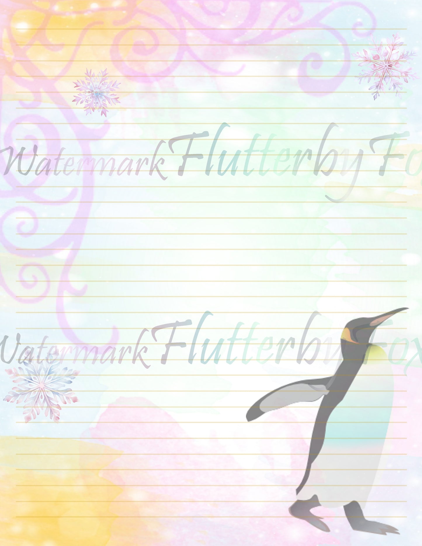 Pastel Penguin Stationery - Digital