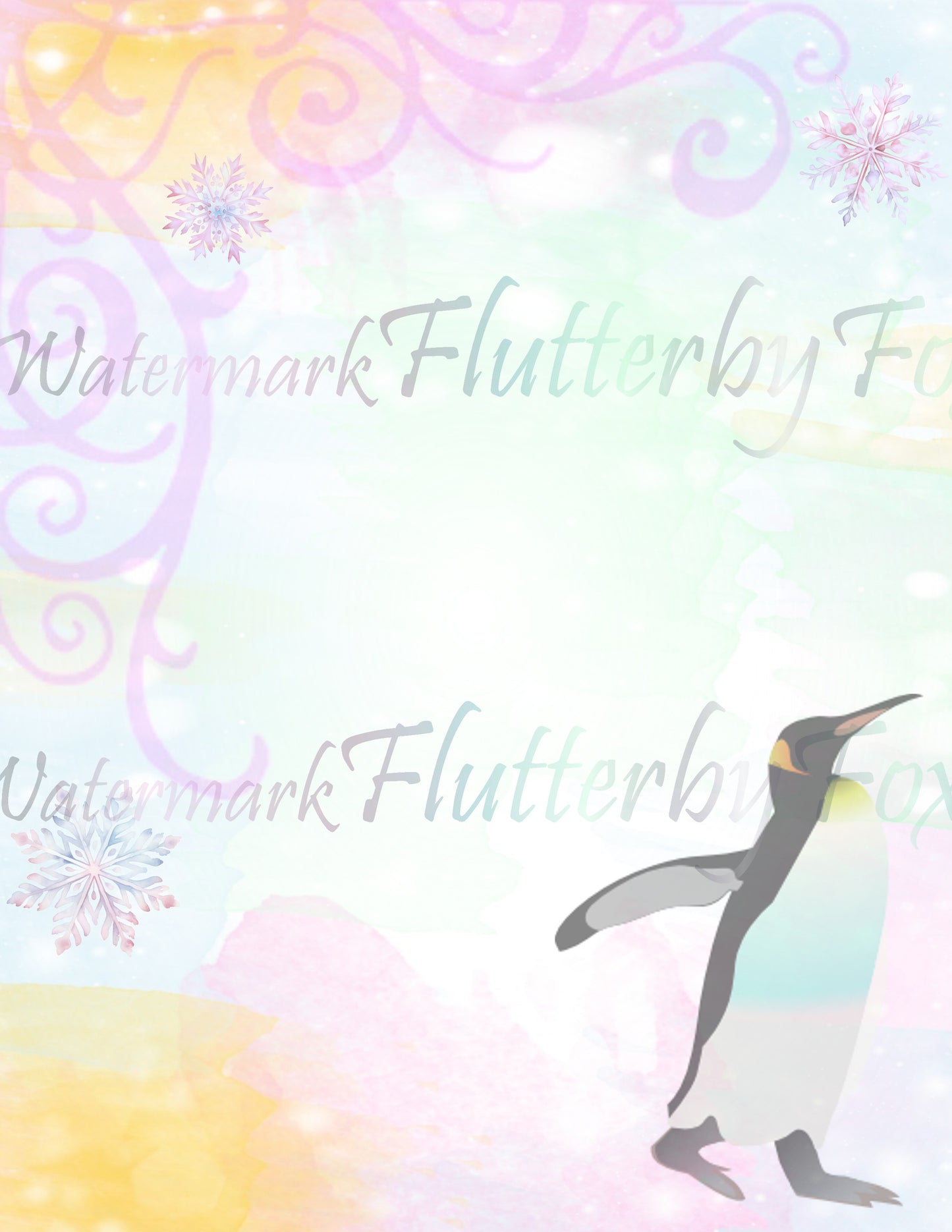 Pastel Penguin Stationery - Digital