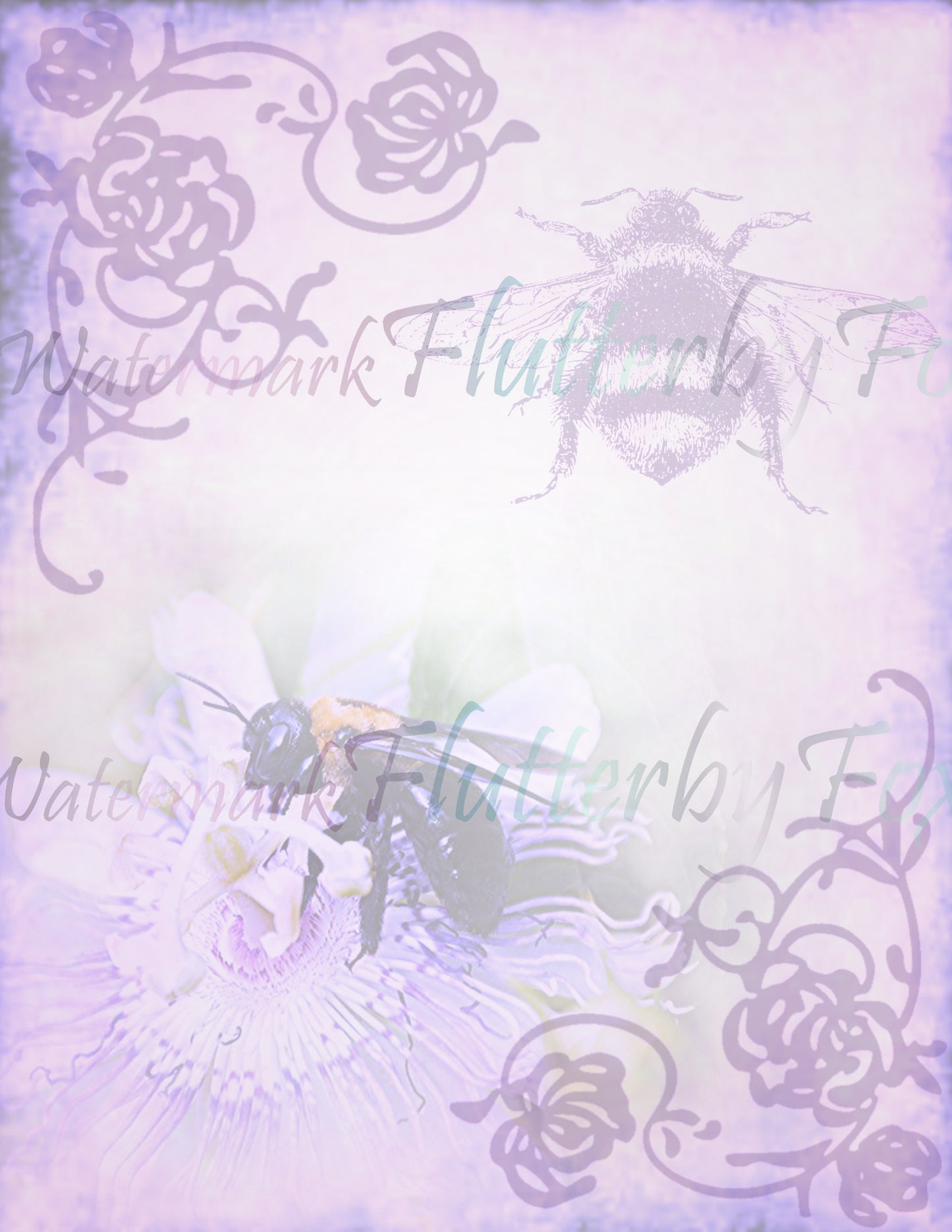 Purple Bee Stationery - Digital