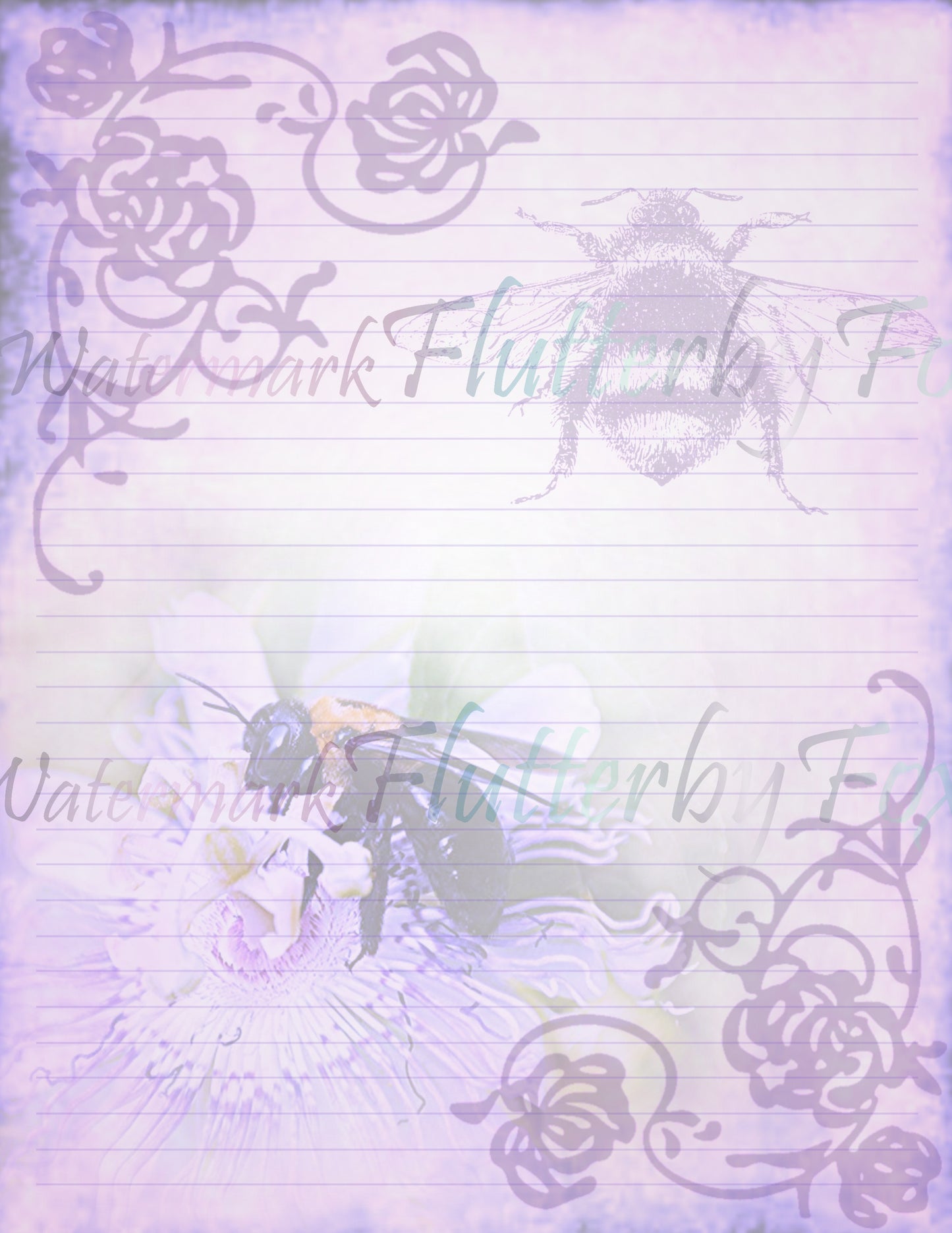 Purple Bee Stationery - Digital