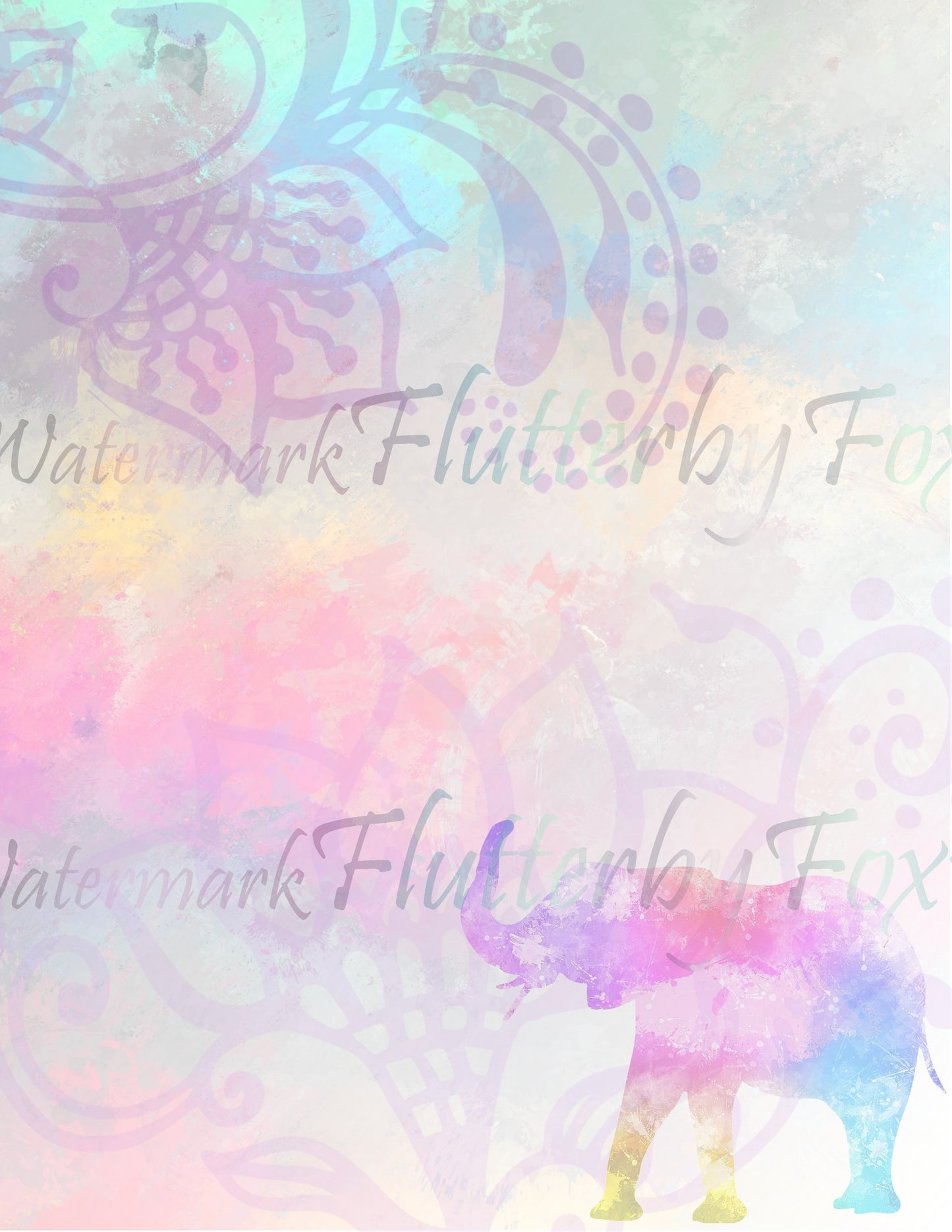 Rainbow Elephant Stationery - Digital