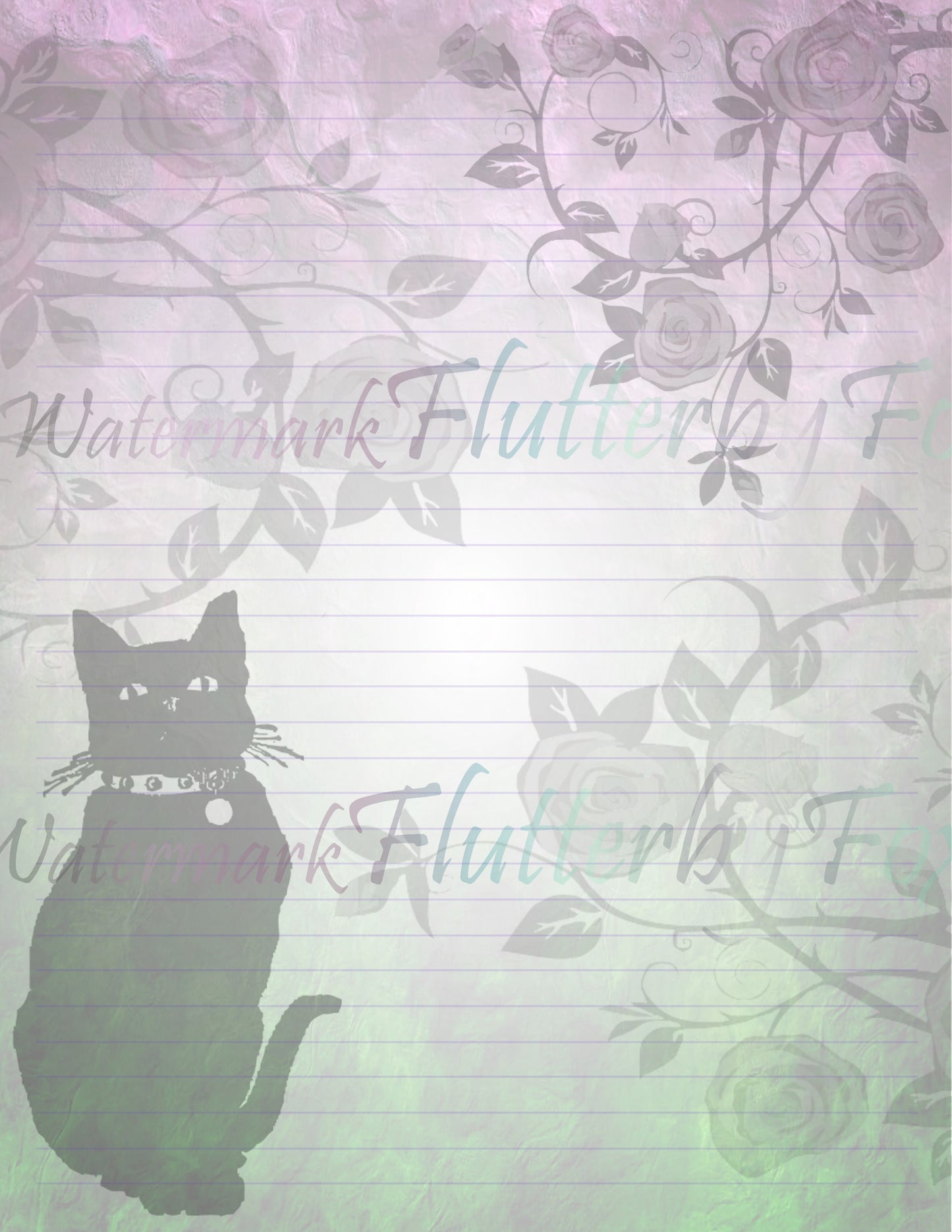 Rose Cat Stationery - Digital