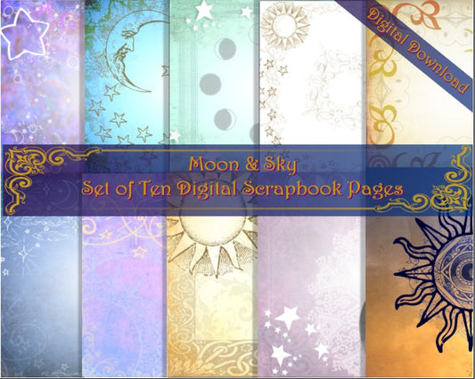 Celestial Scrapbook Pages - Digital