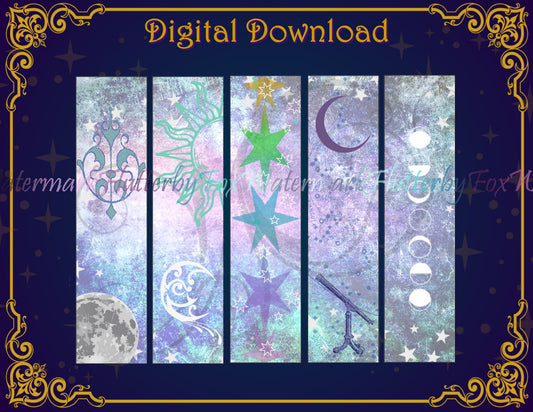 Celestial Bookmark Set - Digital