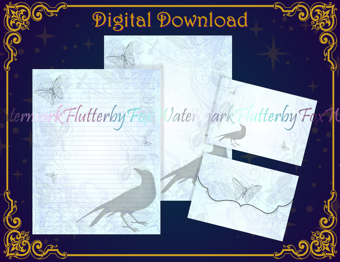 Raven and Butterfly Stationery