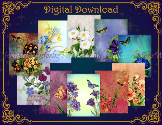 Butterfly Garden Junk Journal Pages - Digital
