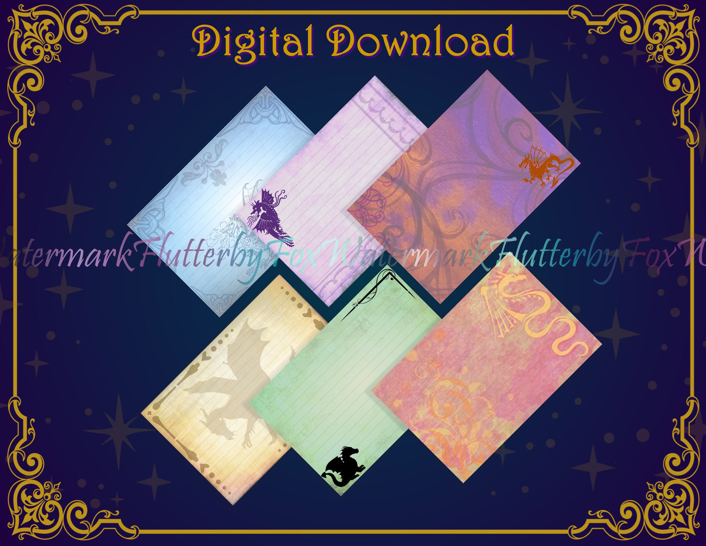 Dragon Note Cards - Digital