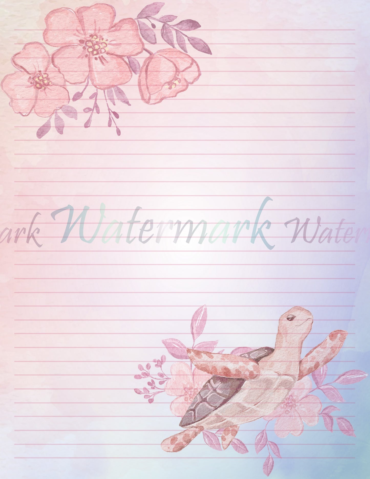 Floral Ocean Digital Stationery