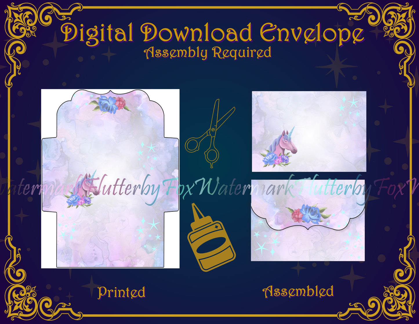 Floral Unicorn Stationery