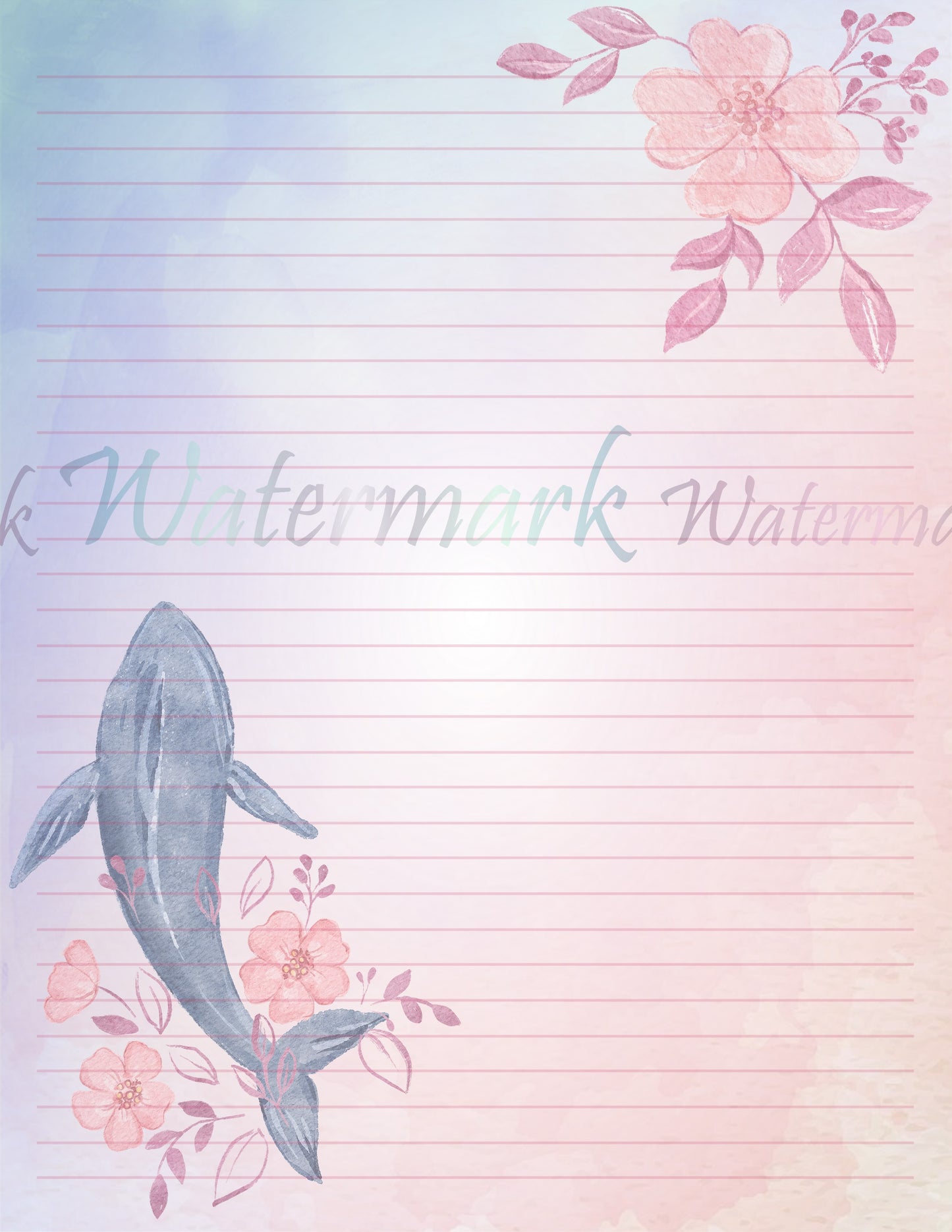Floral Ocean Digital Stationery