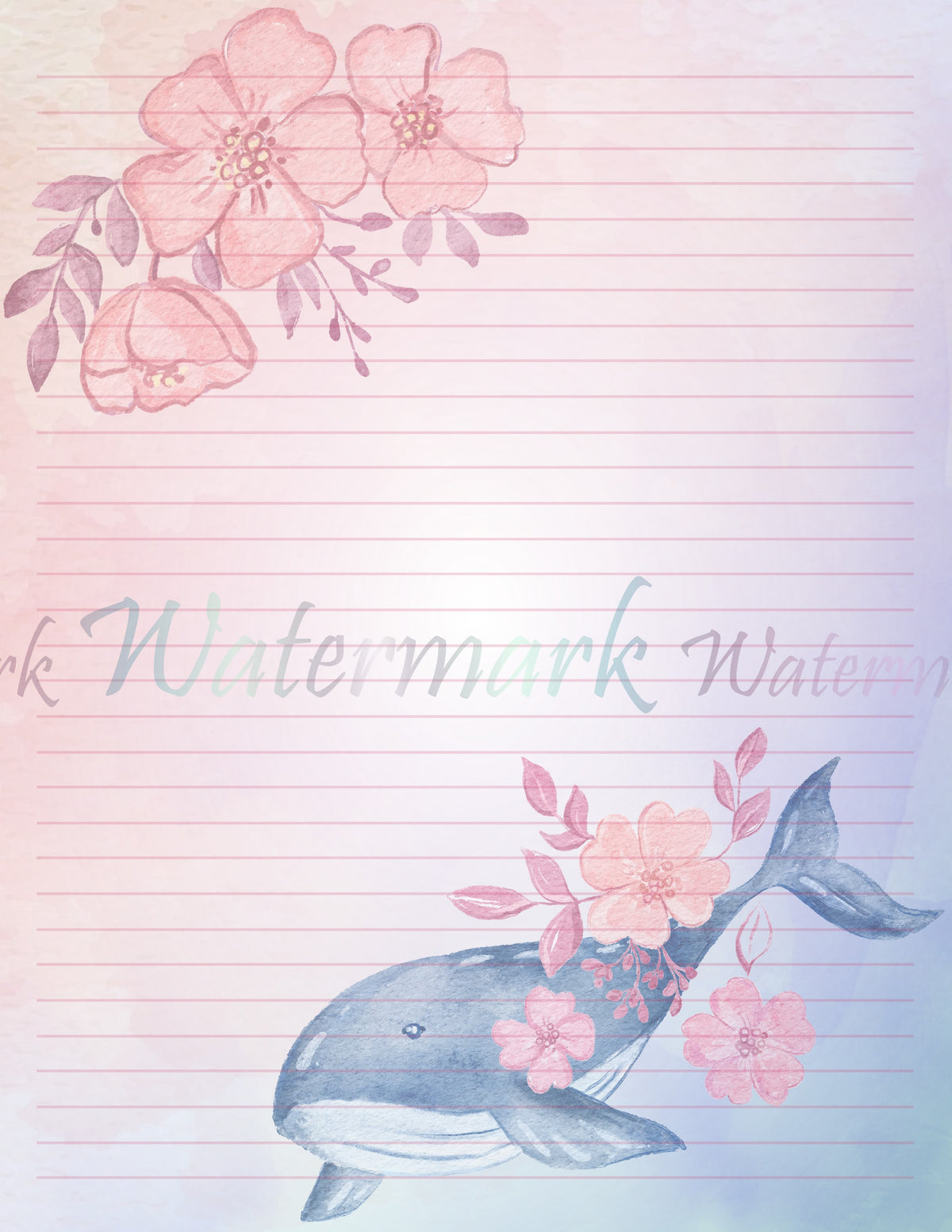 Floral Ocean Digital Stationery