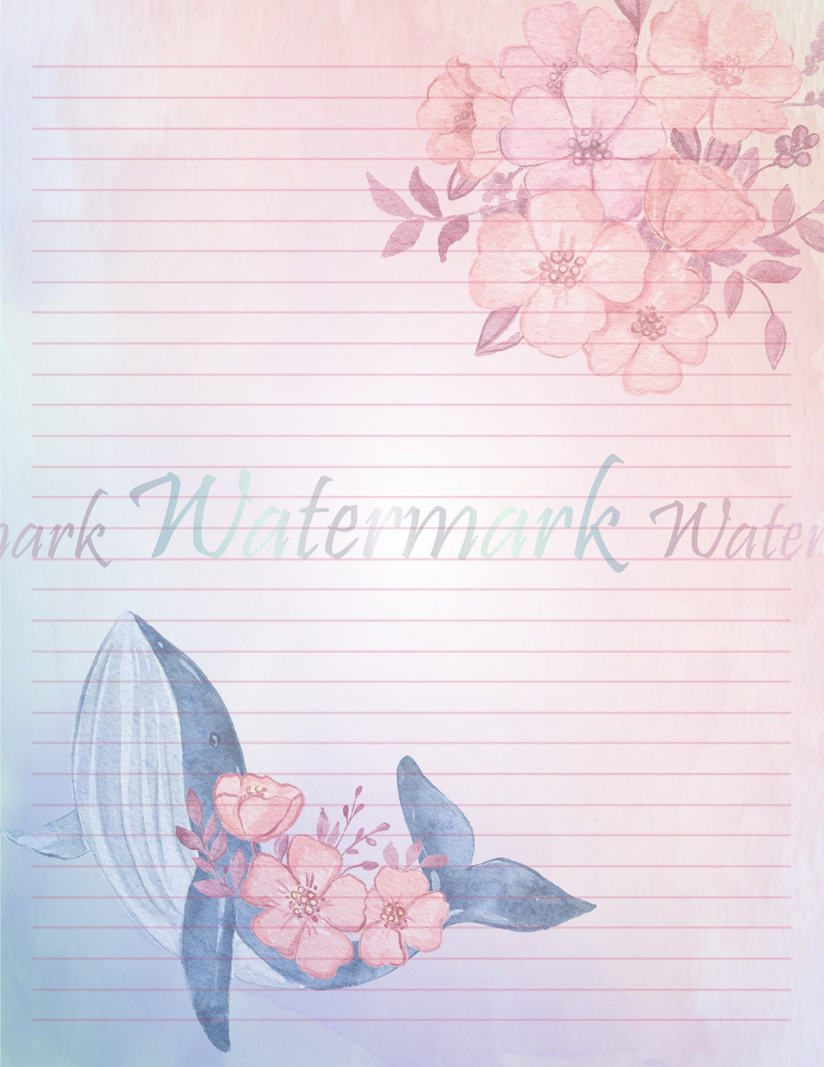 Floral Ocean Digital Stationery