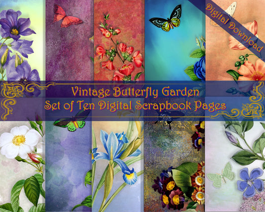 Butterfly Garden Scrapbook Pages - Digital