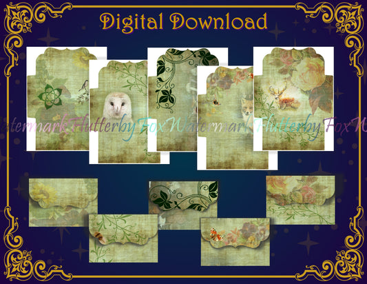 Green Witch Envelope Set - Digital