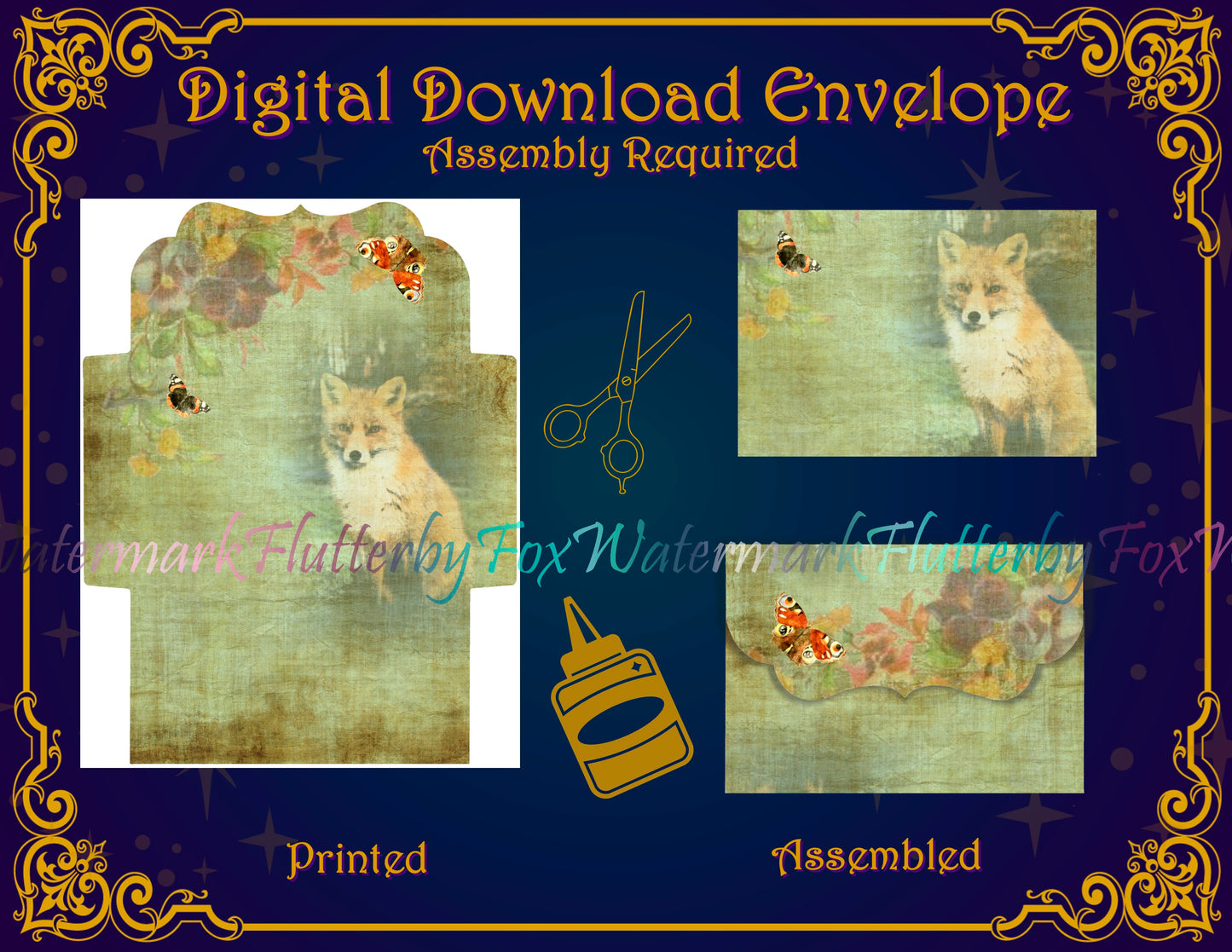 Green Witch Envelope Set - Digital