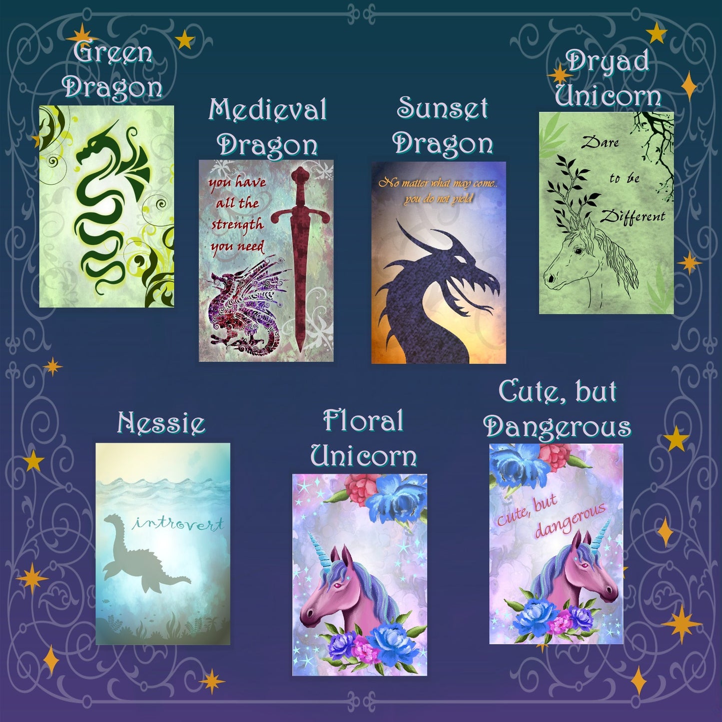 Mythic Animals Mini Prints
