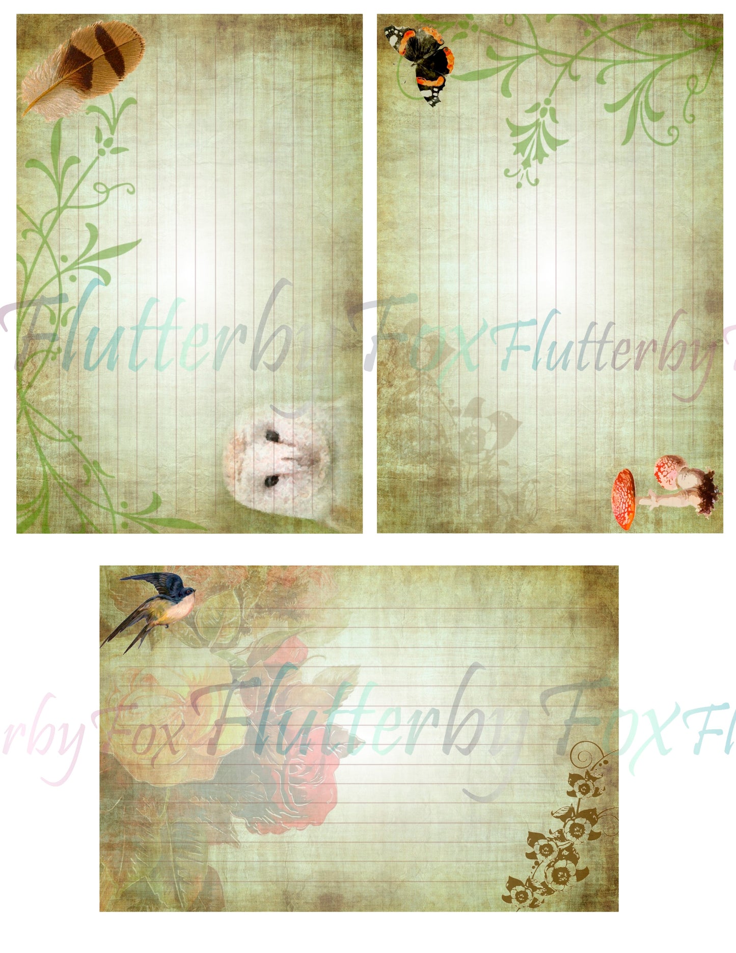 Green Witch Note Cards - Digital