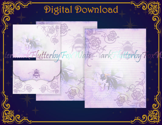 Purple Bee Stationery - Digital