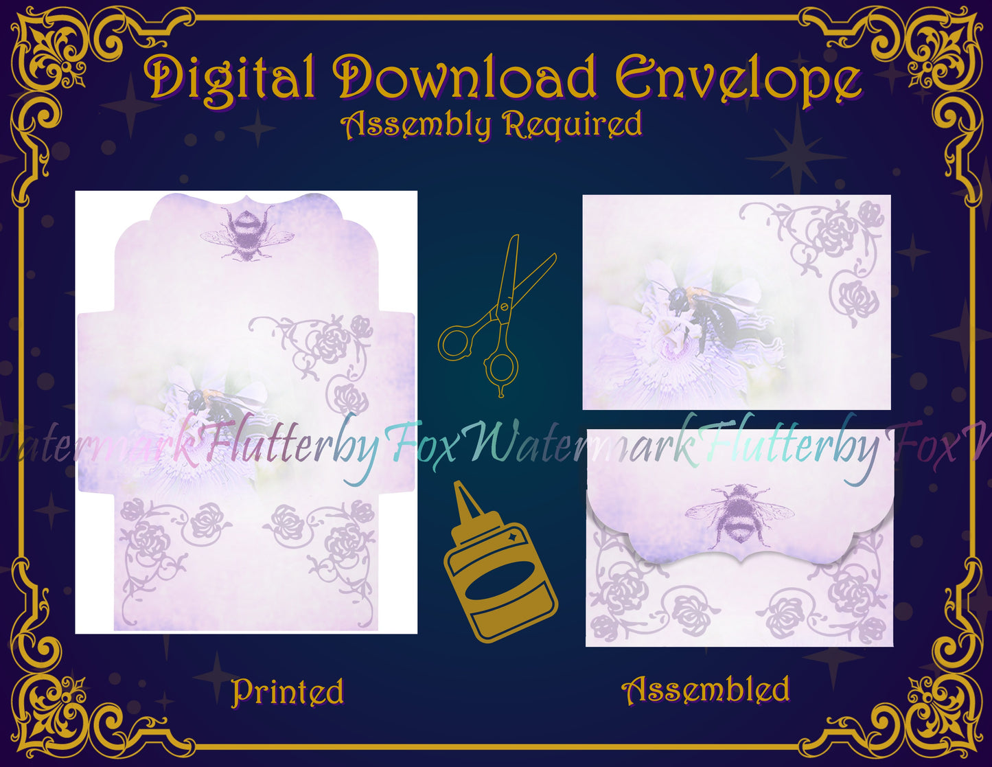 Purple Bee Stationery - Digital