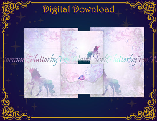 Purple Unicorn Stationery