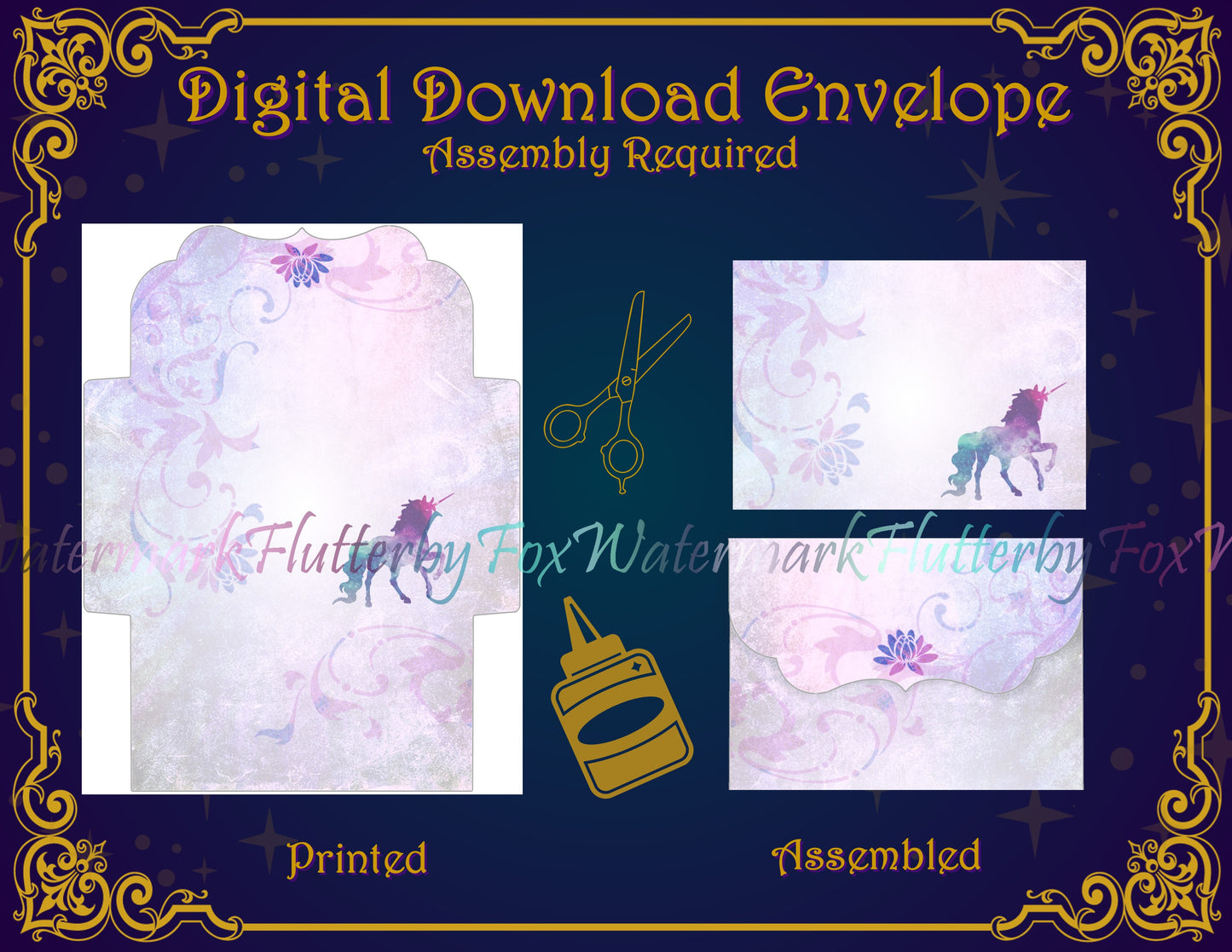 Purple Unicorn Stationery