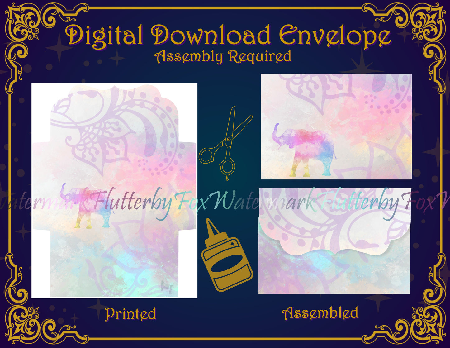 Rainbow Elephant Stationery - Digital