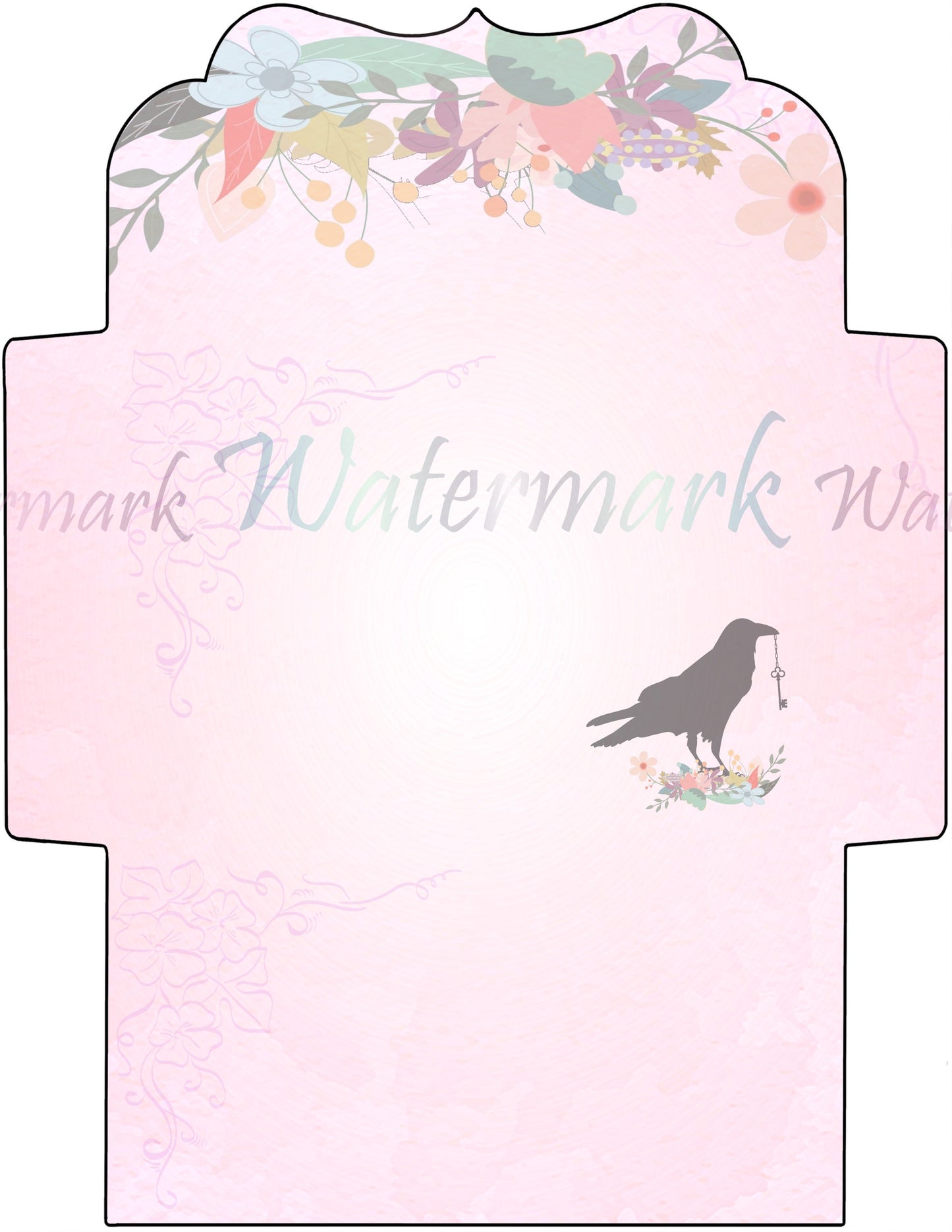 Floral Raven Stationery