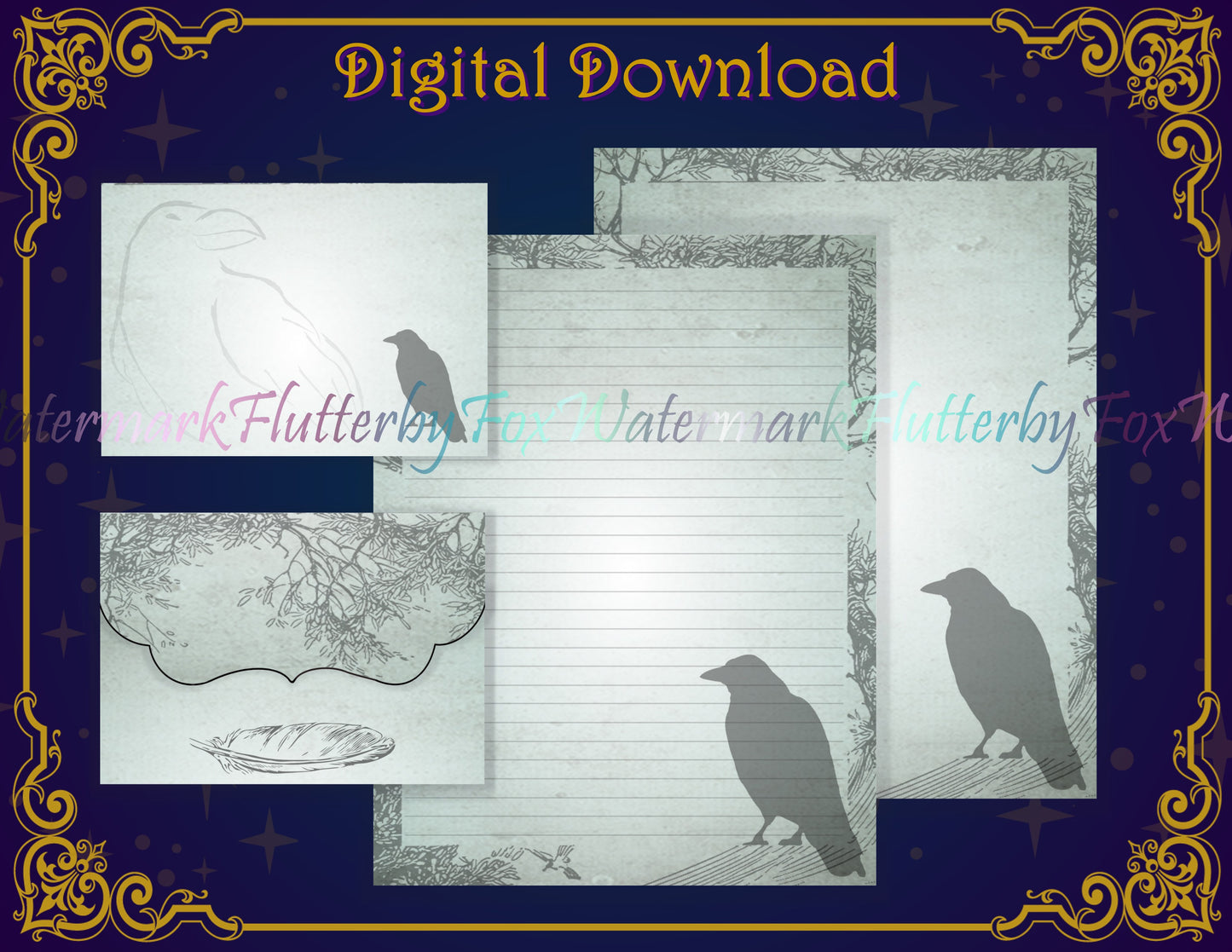 Raven Border Stationery