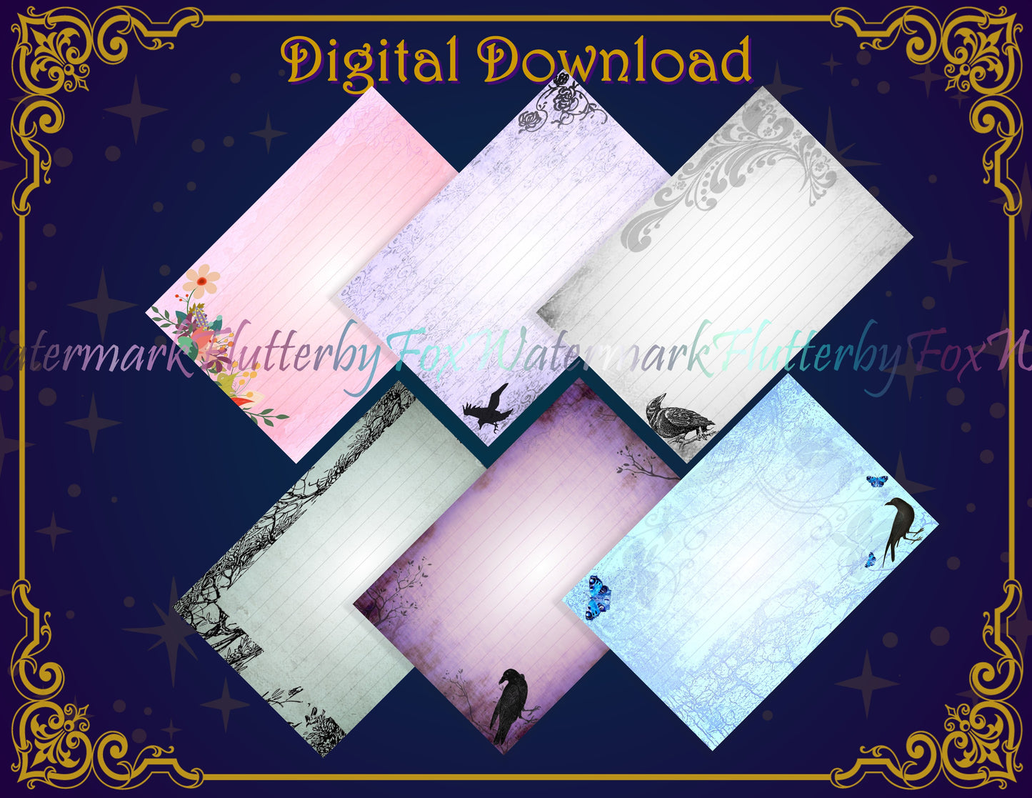 Raven Note Cards - Digital