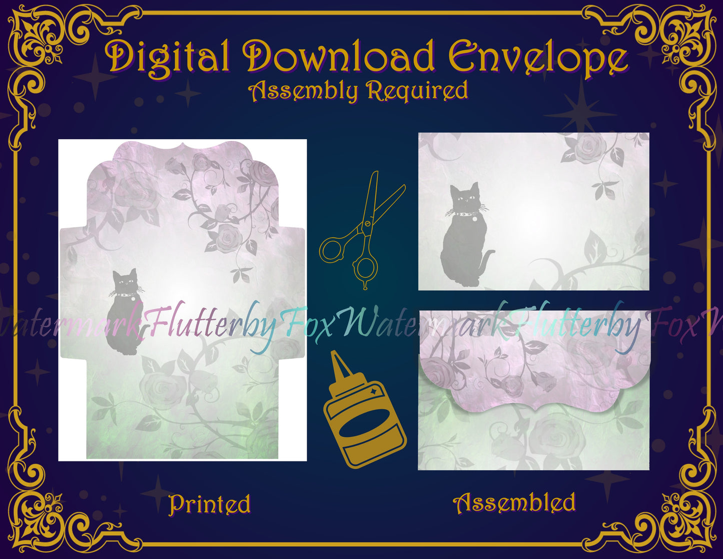 Rose Cat Stationery - Digital