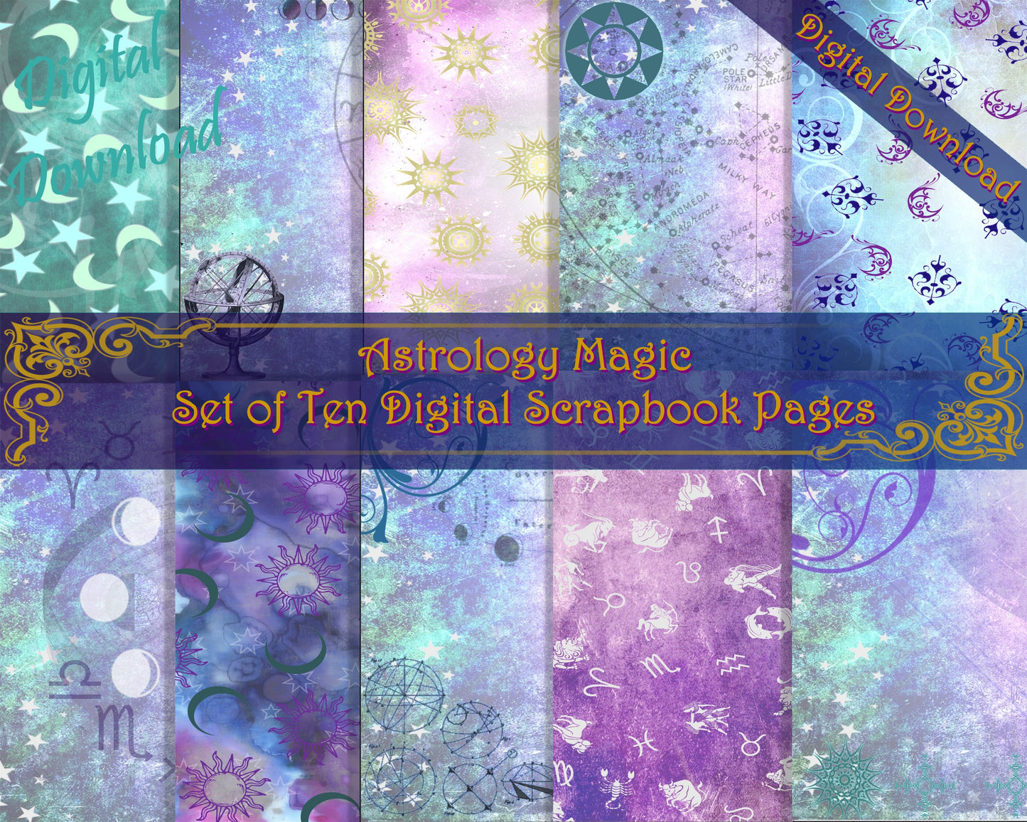 Astrology Scrapbook Pages - Digital