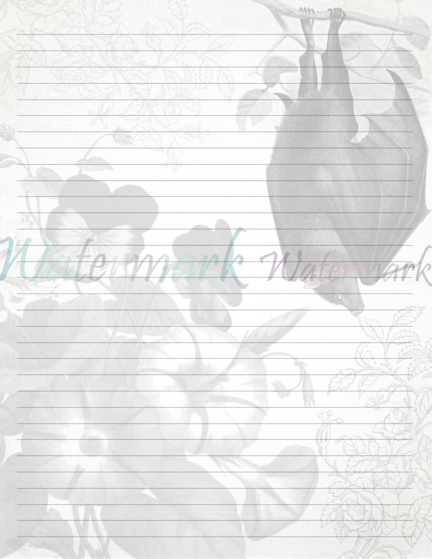 Floral Bat Stationery