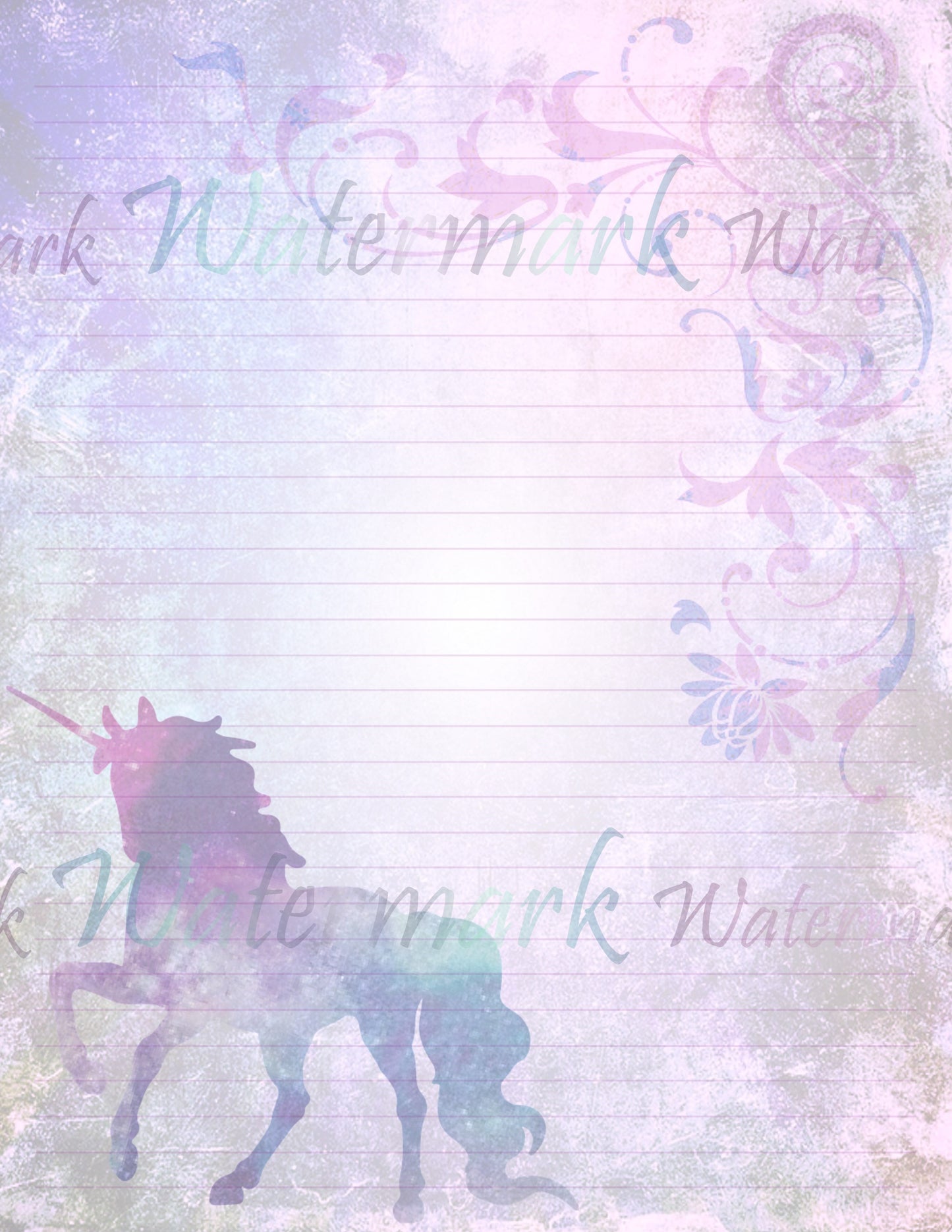 Purple Unicorn Stationery