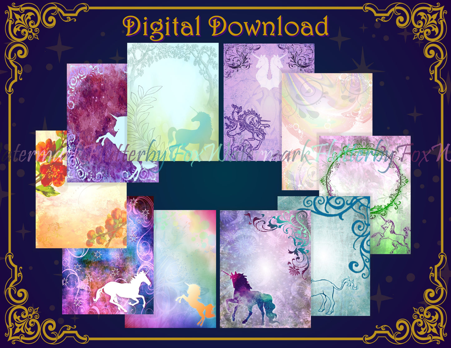 Unicorn Junk Journal Pages - Digital