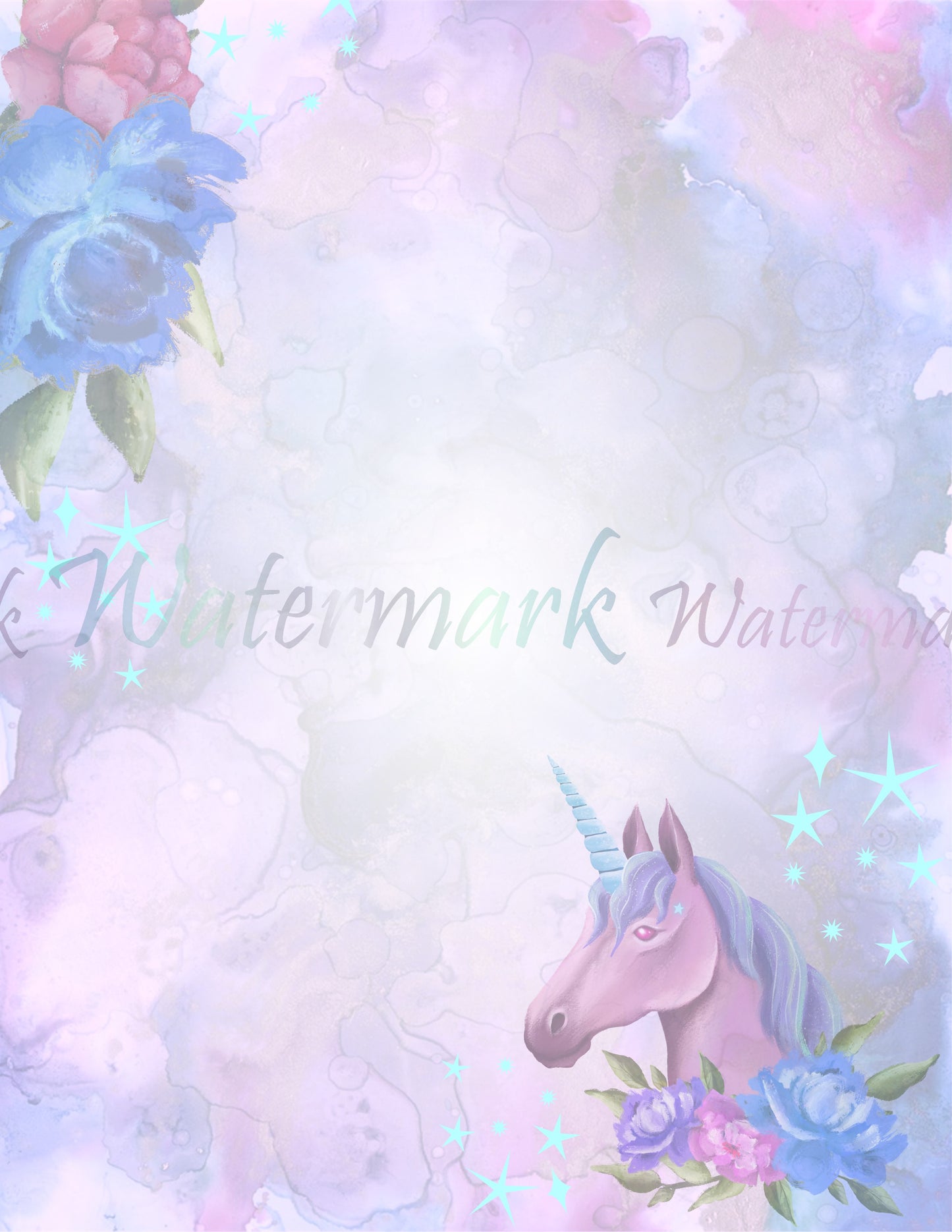 Floral Unicorn Stationery