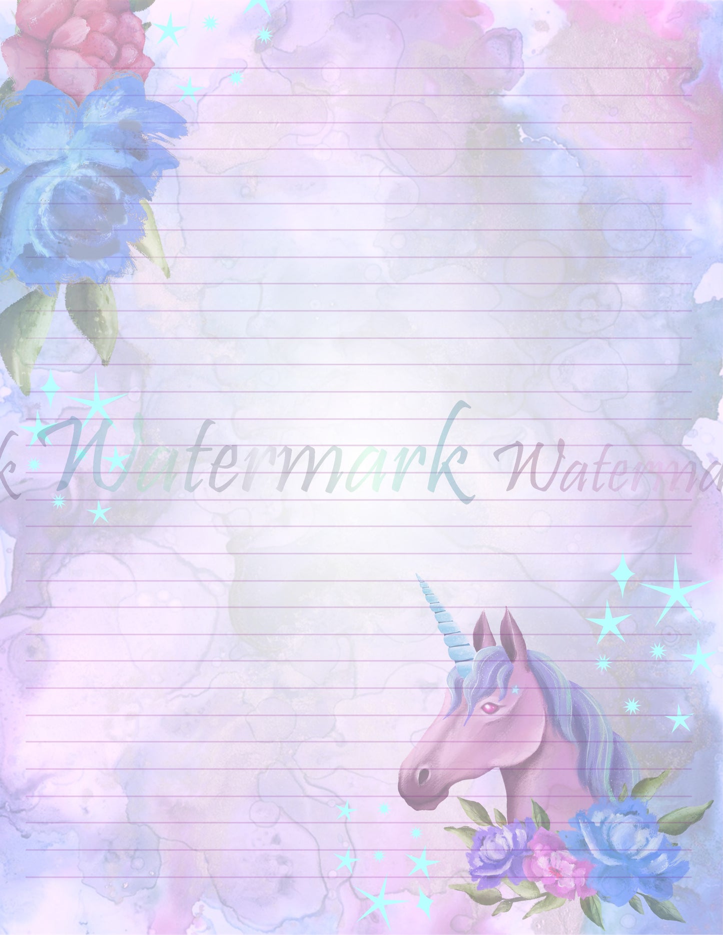 Floral Unicorn Stationery