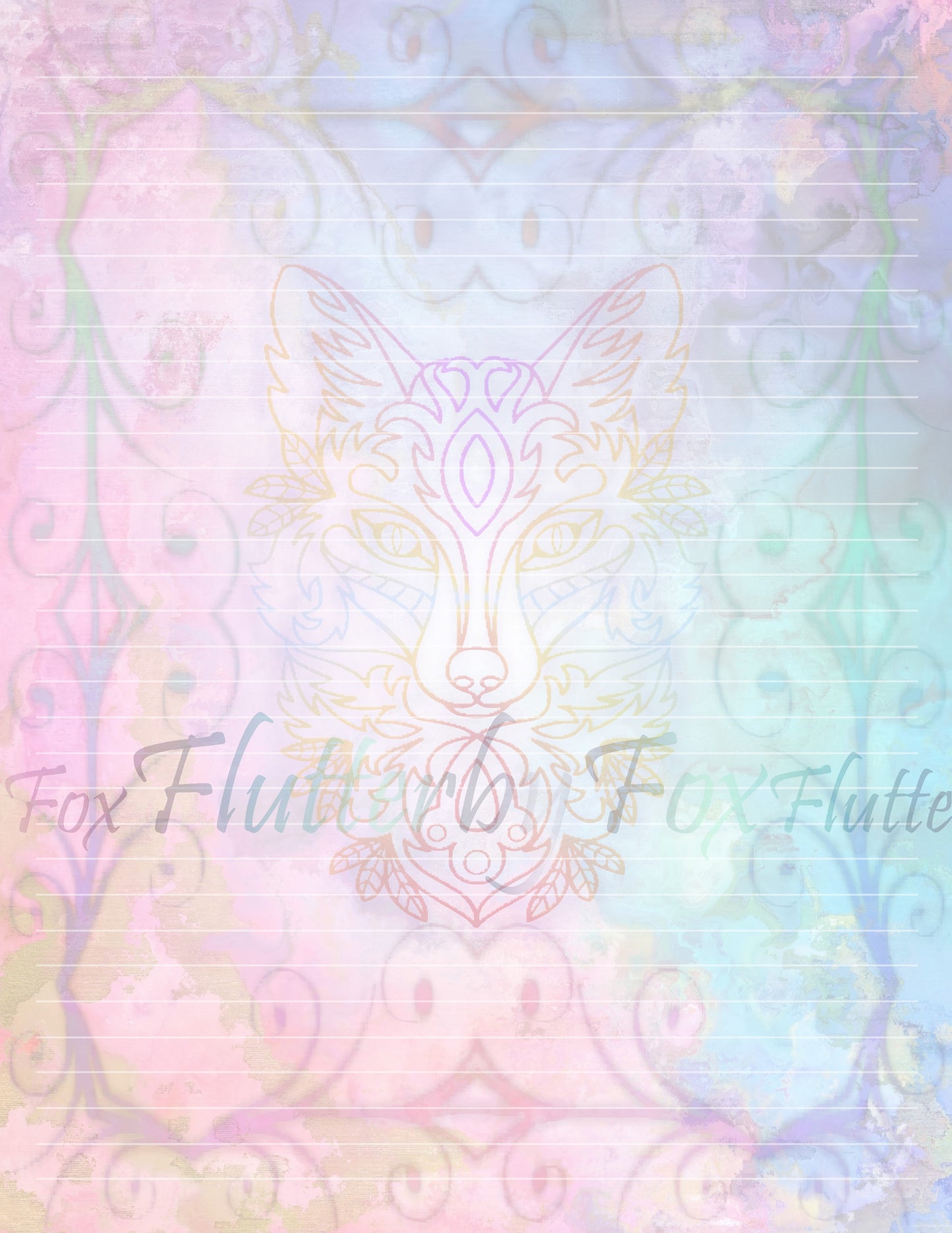 Rainbow Wolf Stationery